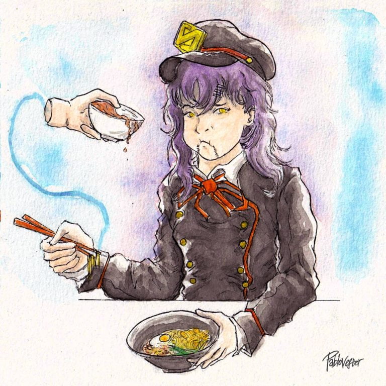 Dibujo de personaje de otro artista, hecho en acuarelas