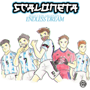 Argentina Soccer Team in the style of Captain Tsubasa