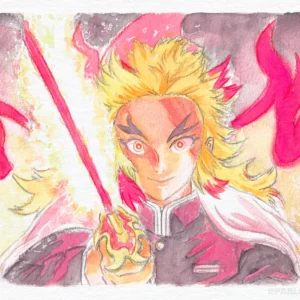 A Rengoku watercolor illustration by pablovester