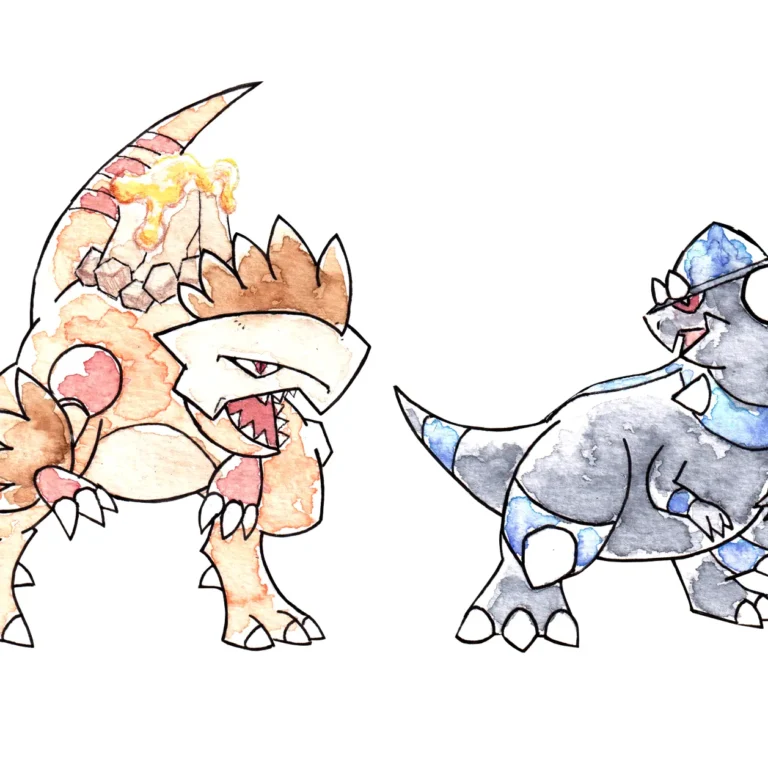 Comision Pokemon inventado y uno real, en acuarelas al estilo Ken Sugimori
