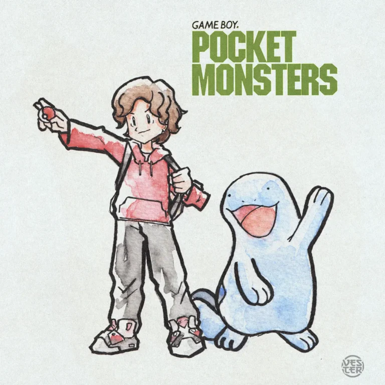 Comision de equipo Pokemon con su entrenador