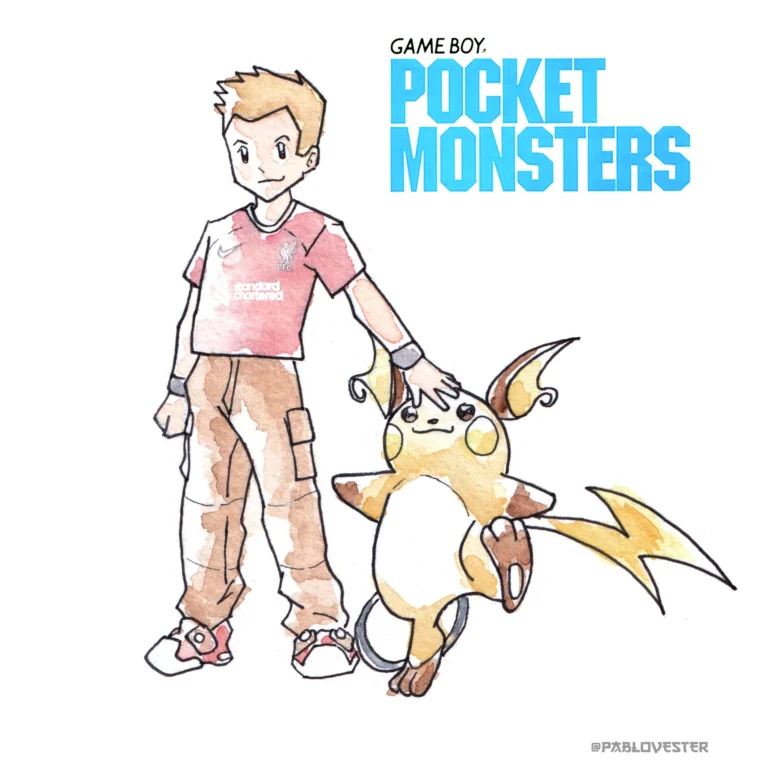 Comision de equipo Pokemon con su entrenador
