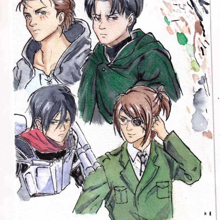 Dibujos de Attack on Titan en acuarelas