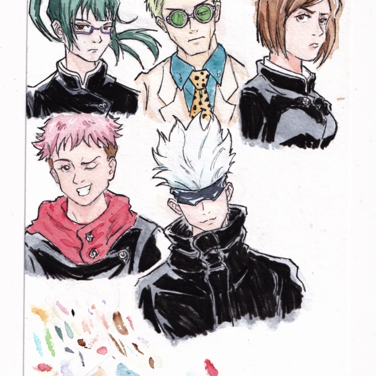 Retratos en acuarelas de Jujutsu Kaisen