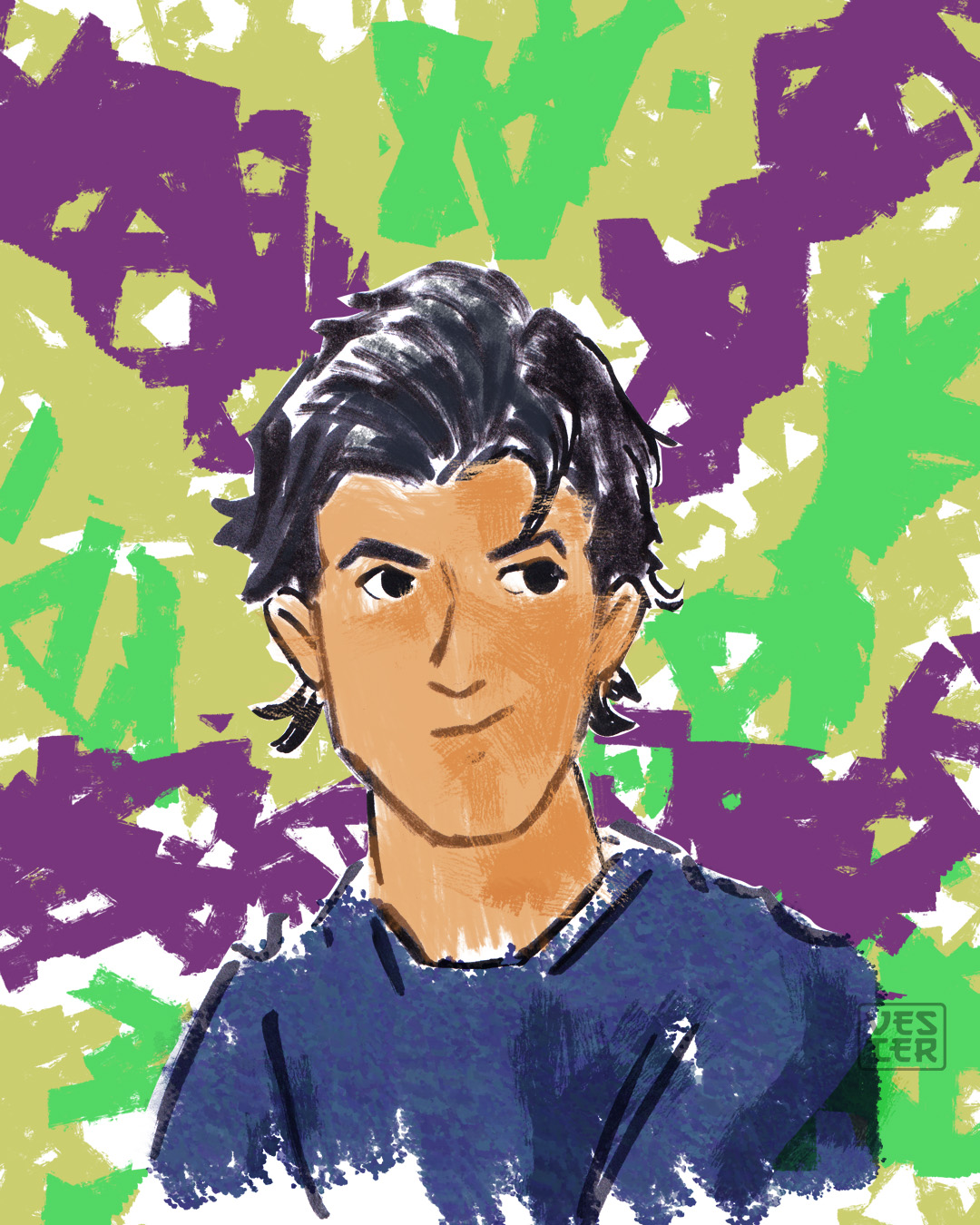 Retrato con color digital del personaje Sergio del comic Aguilas, por pablovester